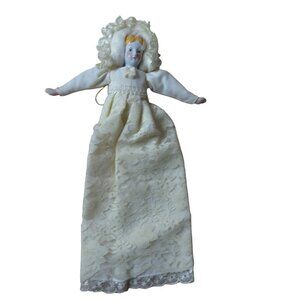 Unique Half Body Porcelain Doll 11" Overall Length Vintage 1970s